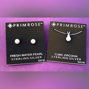 PRIMROSE freshwater cultured pearl stud earrings & Pendant necklace